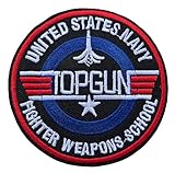 Fat-catz-copy-catz U.S. Air Forces Top Gun TopGun Embroidered Patch Badge Iron or Sew on Patch 7.5cm Diameter