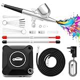 Oasser Airbrush Compressor Kit 36 PSI, Dual Action Air Brush Suit 0.2 0.3 0.5 mm Nozzle for Model, Tattoo, Makeup, Cake,Nail Art,Miniatures,Include Brushes Set (36 PSI)