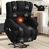 DURASPACE Power Lift Recliner Chair, Lift Chairs with Massage and Heat for Elderly, Electric Recliners with Side Pocket and USB Charge Port (Dark Gray)