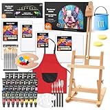 Shuttle Art 66 Pack Acrylic Paint Set, Acrylic Painting Set with 30 Colours Acrylic Paint, Wooden Easel, Blank Canvas, Paint Brushes, Palette, Art Painting Set for Kids Adults Beginner Artists