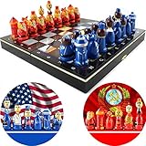 Cold War Chess Set - American vs Soviet Army Chess Board Game for Adults