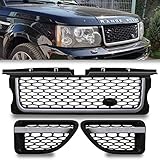 Predator4x4 Front Grille Autobiography Style Silver Finish Compatible with Range Rover Sport L320 2005-2009 Pre Facelift models Replacement Grill Face lift Look Upper Grill Upgrade Cover Accessories