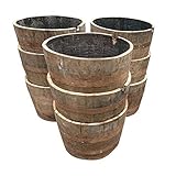 Cheeky Chicks Ltd Solid Oak Rustic Half Barrel Planter Garden Pot Patio Lawn Tub | Set of 6