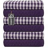 Casabella Pack Of 6 Terry Towelling Cotton Kitchen Tea Towels. Soft Kitchen Tea Towel Set, Highly Absorbent Dish Towels & Bar Towel Unbeatable Price (6 Pieces Set, Purple)