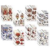 Katy Sue Joyful Christmas 3D Die-Cut Decoupage Pack. 24 Pre-Cut Festive Die Cut Decoupage Paper Sheets for Christmas Card Making Supplies Featuriing 8 Different Designs