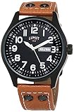 Limit Pilot Men's Quartz Watch with Black Dial Analogue Display and Brown PU Strap 5492.01