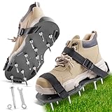 URAQT Lawn Aerator Shoes, 42mm Studded Garden Lawn Aerator Spike Shoes with Hook & Loop Straps, One Size Fits All Free-Installation Heavy Duty Spiked Shoes for Yard Patio Garden