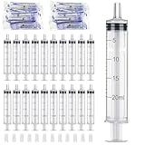 20 Plastic Syringes 20ml Syringe Set Individually Wrapped With Sealing Cap for Scientific Labs Liquid Measuring Dispensing Plant Watering Animal Feeding (No Needle)