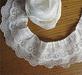 5 Meters 3-Layer Pleated Organza Gathered Mesh Lace Trim Ribbon White Edge 65mm Width Edging Trimmings Fabric Vintage Embroidered Applique for Sewing Craft Dress Skirt Extender Socks Accessories