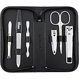 Solingen Manicure Set for Women and Men - 6-Piece Nail Grooming Kit - Pedicure Tools - Ideal for Travelling, as a present and home use, Black