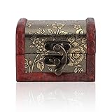 Small Wooden Treasure Chests,Mini Vintage Decorative Chinese Style Oriental Treasure Chest Retro Pirate Jewelry Toy Wooden Box for Books Cards Collection Gifts