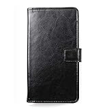 Dingshengk Black Phone Slim Leather Flip Protective Wallet Cover Case Skin for STK Sync 5E