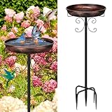 Yepper 35In Metal Bird Bath for Garden, Vintage Freestanding Birdbaths & Supports, Bird Baths Feeder Bowl for Outdoors Garden Patio Yard Lawn Decor, Upgraded 5-Pronged Base (Antique Bronze)