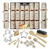 Lux Eco-Friendly Christmas Crackers FSC Pack 6 x 14.5in Festive Design with Supreme Plastic-Free contents + 8pcs of party photo booth props - By Diamond Brand
