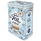 Nostalgic-Art Retro Tea Canister 1.3 Litre Classic Tea Gift Idea for Tea Lovers Tin Tin with Aroma Lid Vintage Design