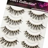 Vivis 5 Pairs Natural Look Lashes Handmade False Eyelashes Wispy Long Thick Black Ultra Soft Clear Band Cat Eye Multipack Set - S1
