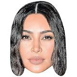 Kim Kardashian (Long Hair) Celebrity Mask, Flat Card Face, Fancy Dress Mask