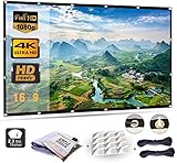 Mebios 120 Inch Projection Screen, Portable HD 4K Screen for School Home Theatre Cinema, Matte White Widescreen, Wall Mount, 271cm(W) X 155cm(H), Canvas, 160deg Viewing Angle