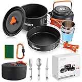 HOMGEN Camping Cooking Set Camping Pots and Pans Set Aluminium Camping Cookware Kit Protable Cooking Mess Kit Lightweight Camping Cooking Equipment for 2-3 People Perfect for Camping Picnic Hiking etc