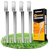 SCHINTILLO 4PCS Fence Post Spike Anchor, Hot-dip Galvanized Ground Anchor for Swing, Wooden Post(4x53cm)