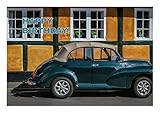 Happy Birthday Morris Minor Convertible Greeting Card 125mm x 178mm Including Envelope PT153