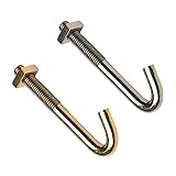 TERF® M8 X 100mm J Hook Bolts Zinc Yellow Plated Steel M8 (8mm) X 100mm Hook Bolts with Square Nut for Roofing Gutter Fence & Hanging of Cable Wire Chain Other - Pack of 4