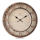 Lafocuse 12 Inch Silent 3D Numerals Farmhouse Bronze Wall Clock Battery Operated, Shabby Chic Rustic Kitchen Wall Clocks Decorative for Living Room Bedroom Office Home Decor