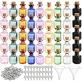 TOPZEA 45 Pcs Tiny Spell Jars Glass Square Bottles Decorative Cute Little Wishing Bottle, Vials with Corks Stoppers & Eye Bolts for DIY Crafts, Party Favor (TO-TinySpellJars-45P)