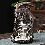 SKILBEAIA Dragon Backflow Incense Burner - Porcelain Plated, 20 Backflow Cones, 30 Incense Sticks, Home and Office Decor