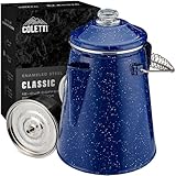 COLETTI Classic Coffee Percolator — Cowboy Coffee Pot, Stovetop Coffee Maker – For Campsite Brewmasters Everywhere [Blue Enamel, 12 Cup]