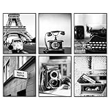 Dazzlewall 6Pcs Black and White City Wall Art, Modern Cityscape Photography Pictures for Bedroom Office Living Room Decor 8×10 in Unframed