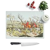 Glass Chopping Board - Fox Hunting by Henry Alken - Textured Worktop Saver Cutting Board - Heat Resistant, Shatterproof and Hygenic - 39 x 28.5 cm