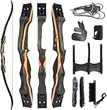 TOPARCHERY Recurve Bow for Adult & Youth Beginner, 62" Wooden Takedown Recurve Hunting Bow for Outdoor Training Practice Right Handed 45lbs