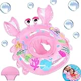 CYCFMYYLY Baby Swimming Float, Inflatable Ring, Swim Bath with Safety Seat and Handle Helps Learn to Kick & for the Age of 3-36 Months(Crab Pink)