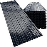 GARDEBRUK® 12x Corrugated Metal Roofing Sheets for Garden Shed, Metal Sheds, Plastic Sheds & Greenhouse | 7m² Galvanised Roof Panels for Outdoor Storage, Bin Store & Bike Shed | Anthracite 129x46cm