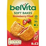 Belvita Breakfast Biscuits Soft Bakes Filled With Strawberry, Delicious Strawberry Filled Biscuits, 5 x 50 g Biscuits (Pack of 1)