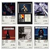 Eminem Poster (Set of 6) Rapper Album Cover Signed Limited Edition Posters Canvas Music Posters for Bedroom Wall Art Decor Posters & Prints 08x12inch(20x30cm) Style-6