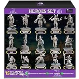 15 Hero Character & NPC Miniatures for DND & Dungeons and Dragons - Fantasy Tabletop RPG Figures - Bulk Unpainted Mini Figures
