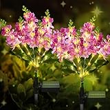 FWLWTWSS Solar Lights Outdoor Garden, 2 Pack Violet Solar Flowers Waterproof,10-12 Hours Working Time, Garden Ornaments Outdoor for Patio, Yard, Pathway(Purple)