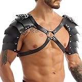 ITODA Viking Shoulder Armor Retro Medieval Knight Shoulder Armor PU Leather Pauldrons Harness Viking Warrior Accessories for LARP Costume Halloween Cosplay