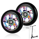 2 PCS 100mm Stunt Scooter Replacement Wheels, Hardness 88A Neo Stunt Scooter Wheels with ABEC-9 Bearings for Most Stunt Scooters and Kick Scooters