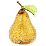 Glass Of Venice Murano Glass Pear Golden Brown Fruit Collectible Figurine For Kitchen Dining Room Home Decoration. Blown Glass Italian Handmade Gift