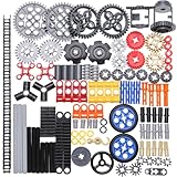 Zylopa 136pcs Technic-Gear Set Gears-chain-links-Pins Axles-Differential Compatible with major brands Technic-parts Technic-Pieces(RandomColor)