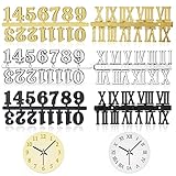 ueslwser 6 Piece DIY Clock Numerals Kit - Arabic & Roman Numbers, Black, Gold & Silver for Home Art Decoration, Digital Clock Replacement & Repair Parts