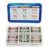 BOJACK 3 Values 42 pcs 3 5 13 A amp 240 V Volt Household Mains Plug Fuse 6.3x25 mm 0.25x1Inch BS1362 Ceramic Tube Cartridge Fuses Assortment Kit packag in a Clear Plastic Box