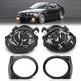 TangMiGe Fog Lights compatible with BMW (E46 M3 E39 M5) / 3 Series (320i 323i 325i 325xi 330i 330xi Sedan, 325i 325xi Wagon, w/Sport Package), 2000-2007, 1 Pair (Smoke)