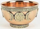 Indian Consigners Small Altar Witchcraft Serving, Offering or Smudging Bowl (Triple Moon Bowl), Copper