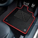 Car Mats to fit Seat Leon MK1 / Cupra R (2000-2005) Black Carpet with Red Ribbed Trim & Black Carpet Heel Pad [664]