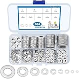 wugongshan 684 Pcs Stainless Steel Flat Washers, 9 Sizes Metal Washers Hardware Assortment Set, M2 M2.5 M3 M4 M5 M6 M8 M10 for Home Automotive Shop Factories Repair Construction