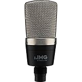 IMG STAGELINE ECMS-60 Large Diaphragm Condenser Microphone, Vocal and Instrument Microphone for Professional Studio Use Includes Microphone Holder, Adapter Screw and Leather Case in Black/Silver